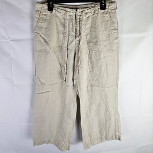 Vintage St. John's Bay Linen Cropped Pants Womens 12 Vacation Tropical Beachwear
